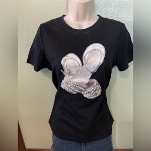 Juniors Women Black T-Shirt Size Large New